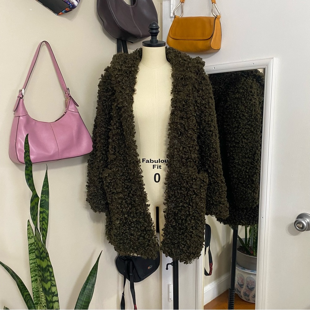 Olive green fur coat
